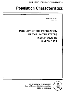 Mobility of the Population of the United States March 1970 to March 1973 - Report 