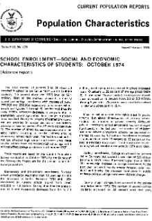 School Enrollment - Social and Economic Characteristics of Students: October 1974 (Advance Report)