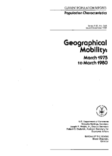 Geographical Mobility: March 1975 to March 1980