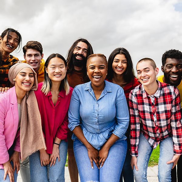 Diverse group of people smiling