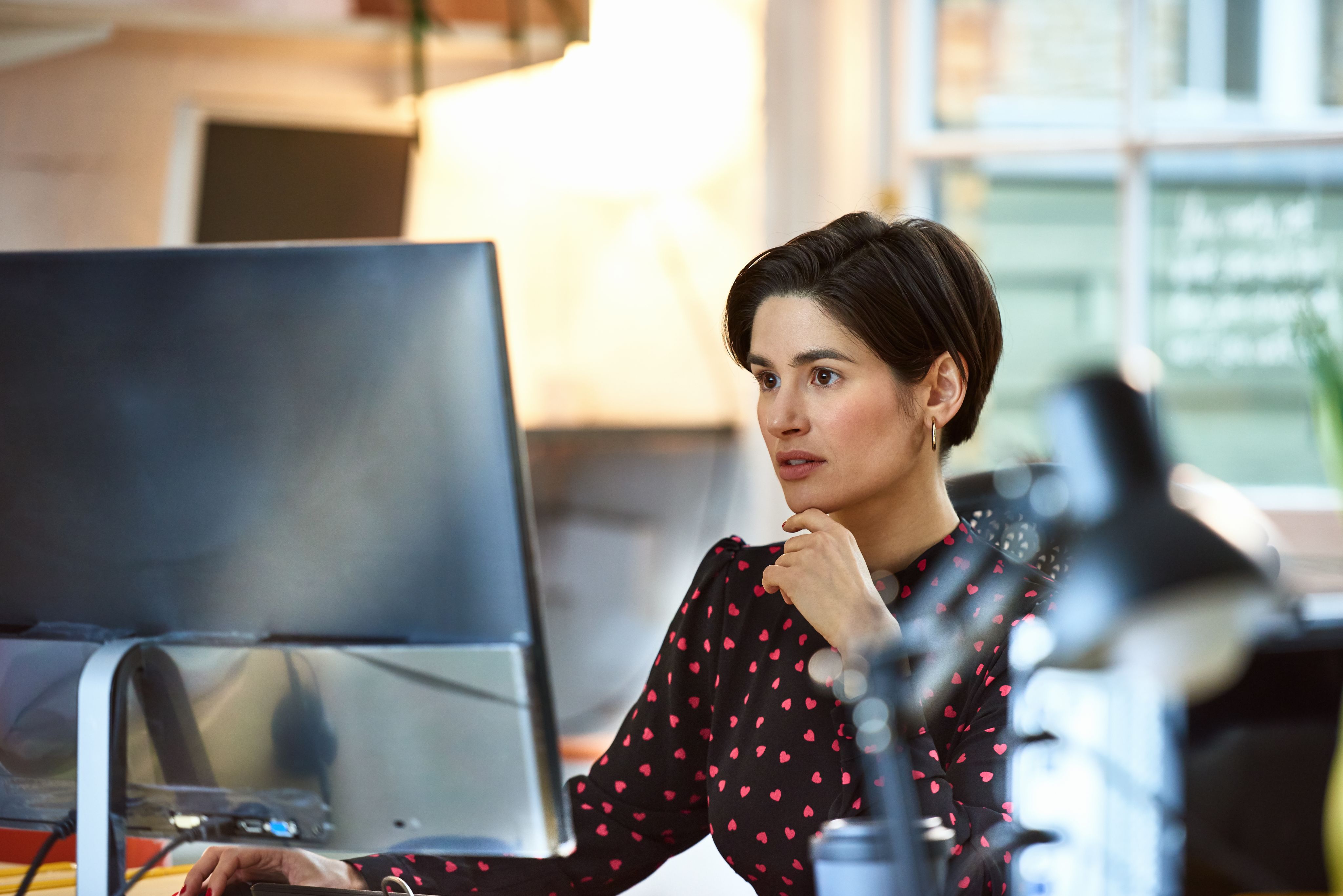 Young woman working on a computer.