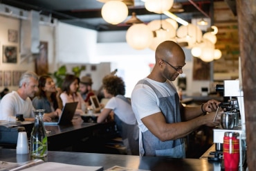Man working in coffee shop