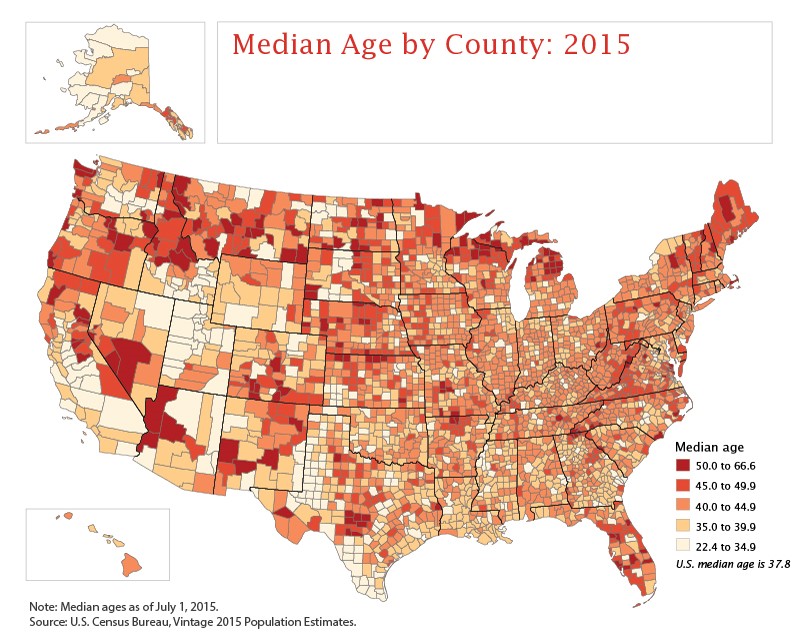 Median Age County 2015