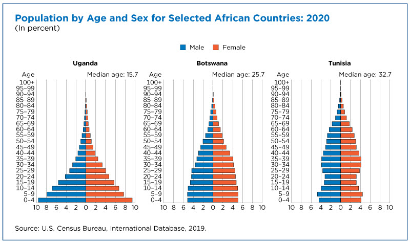 Population by Age and Sex for Selected African Countries: 2020