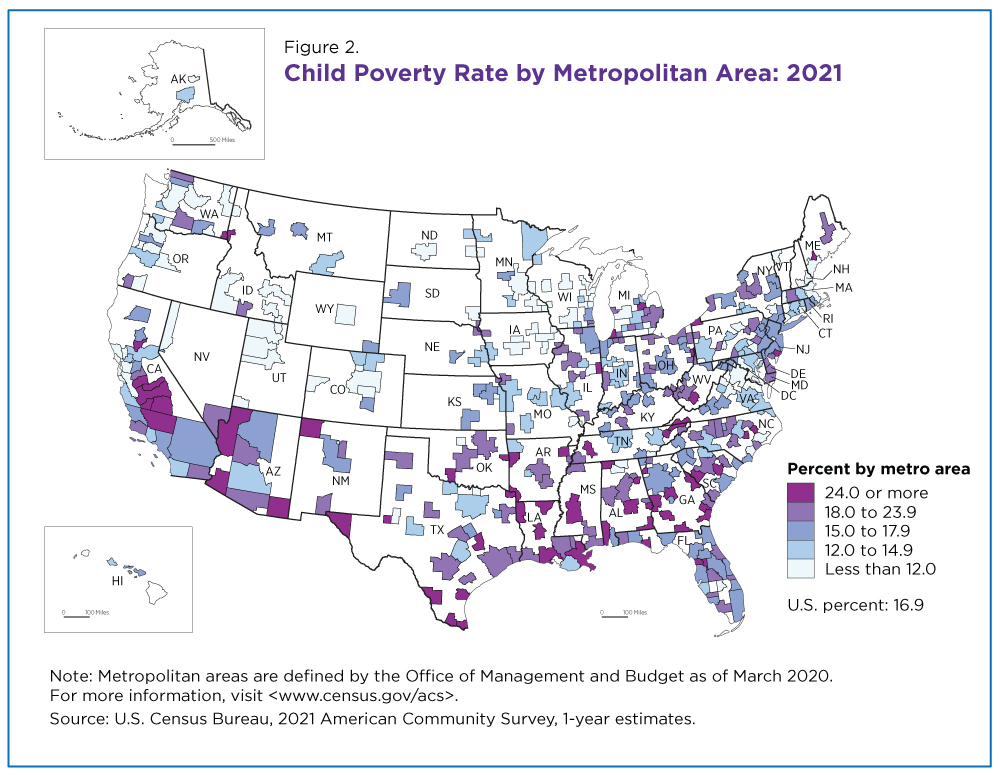 Figure 2. Child Poverty Rate by Metropolitan Area: 2021