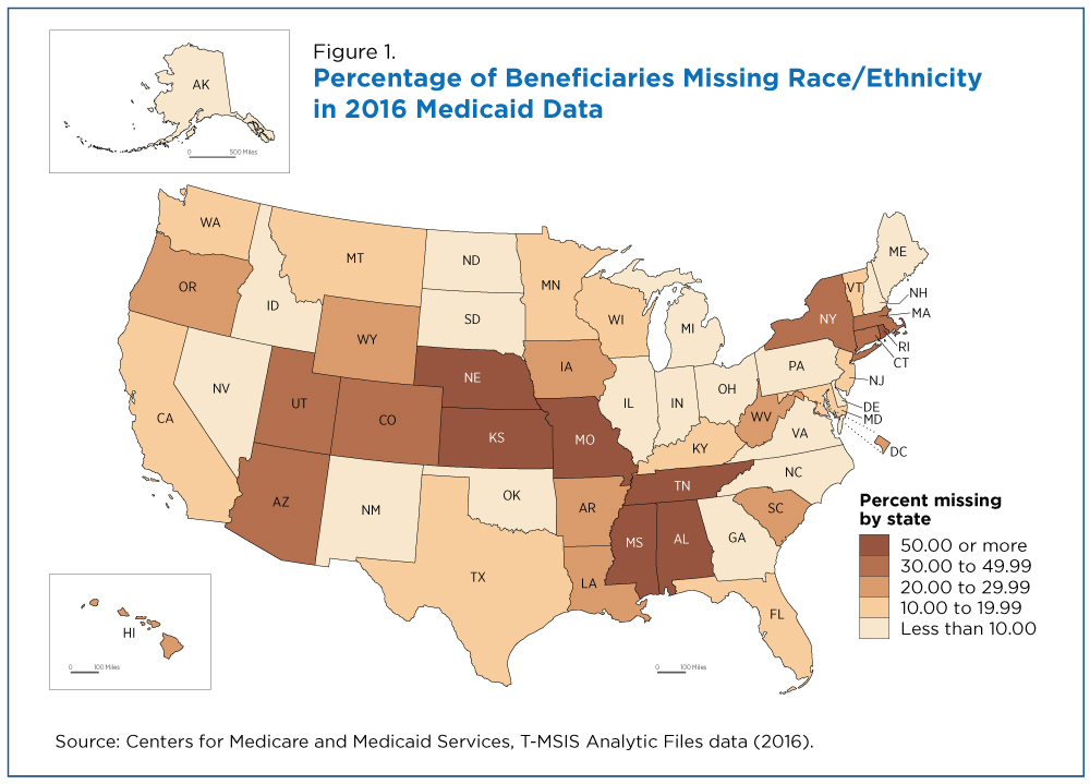 Figure 1. Percentage of Beneficiaries Missing Race/Ethnicity in 2016 Medicaid Data