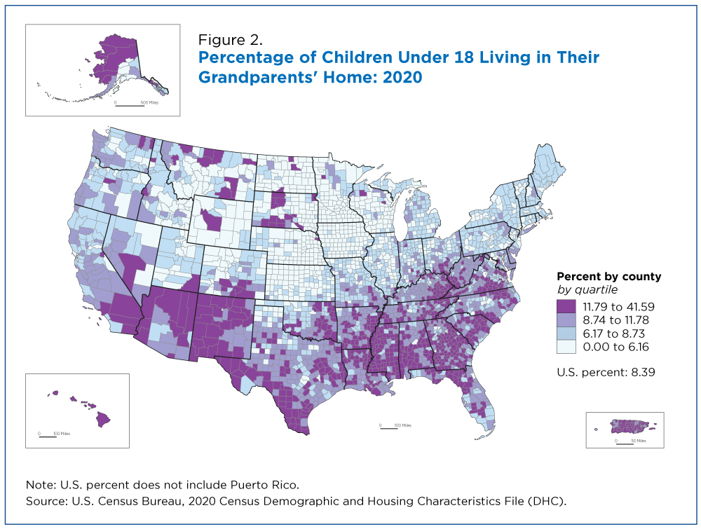 Figure 2. Percentage of Children Under 18 Living in Their Grandparents' Home: 2020