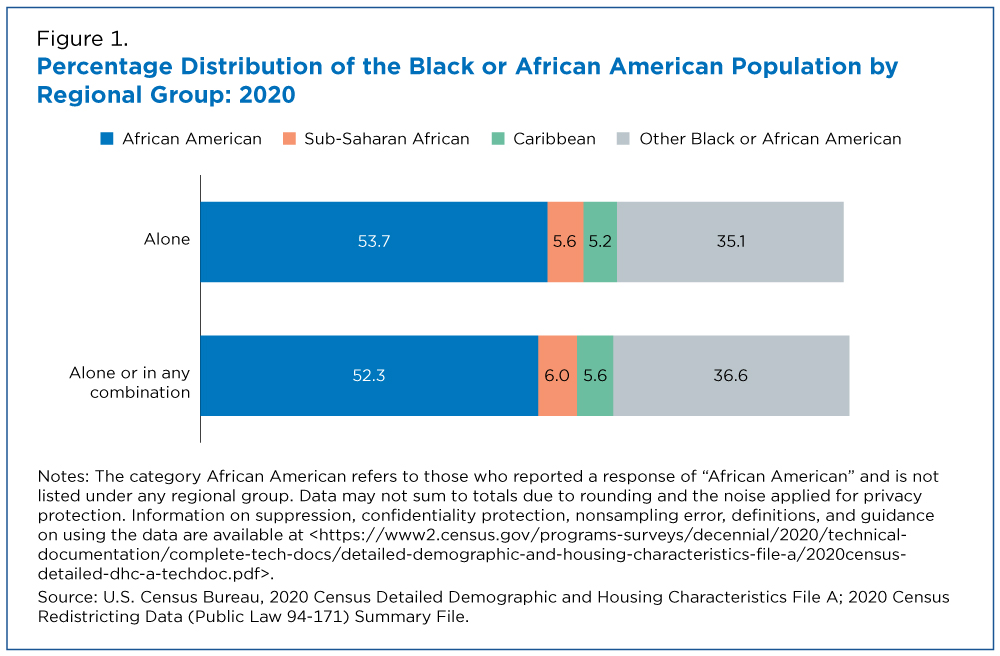 Figure 1. Percentage Distribution of the Black or African American Population by Regional Group: 2020