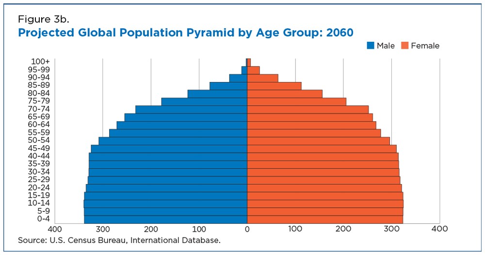 Figure 3b. Projected Global Population Pyramid by Age Group: 2060