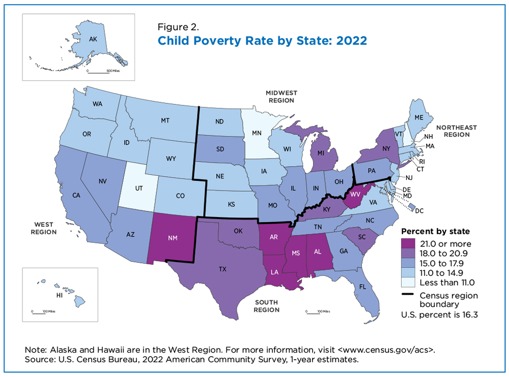 Figure 2. Child Poverty Rate by State: 2022