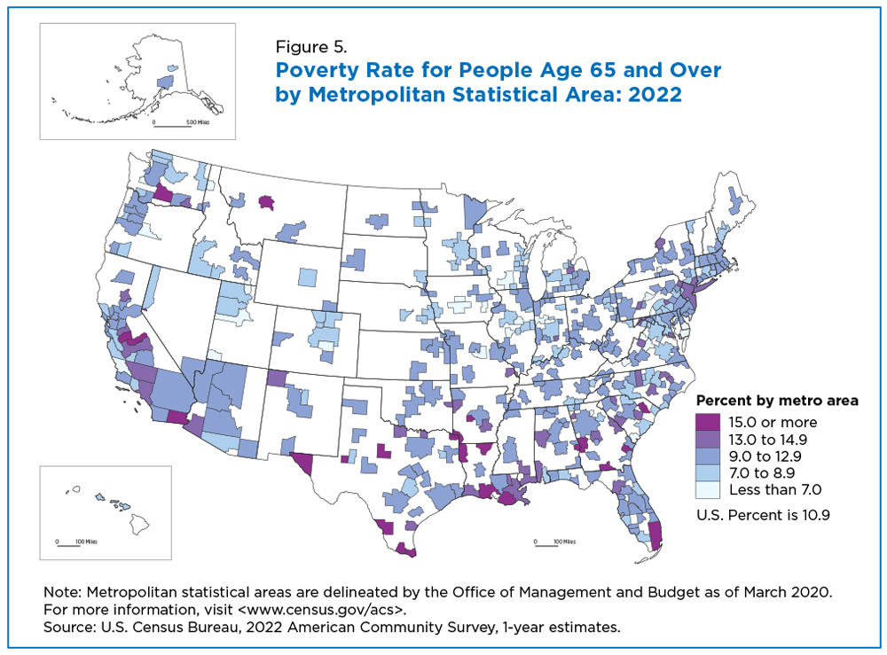 Figure 5. Poverty Rate for People Age 65 and Over by Metropolitan Statistcal Area: 2022