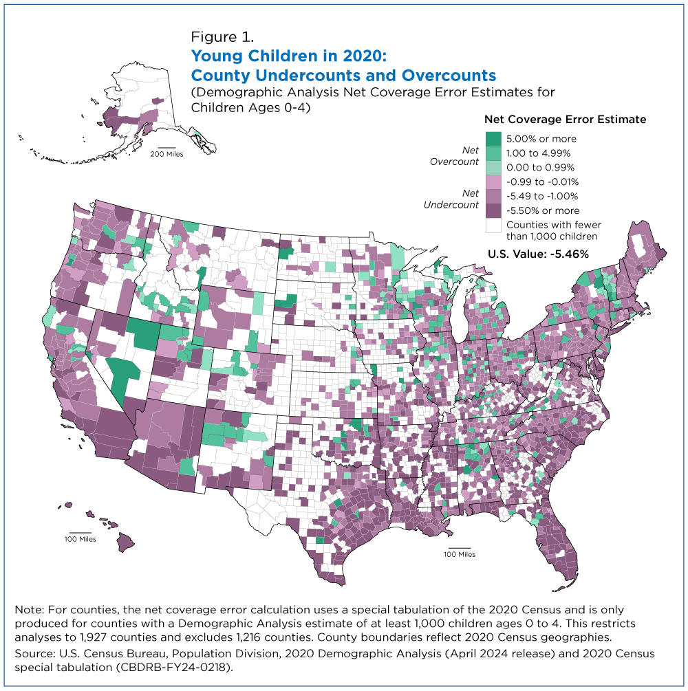 Figure 1. Young Children in 2020: County Undercounts and Overcounts