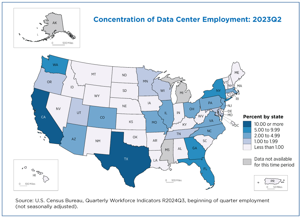 Concentration of Data Center Employment: 2023Q2