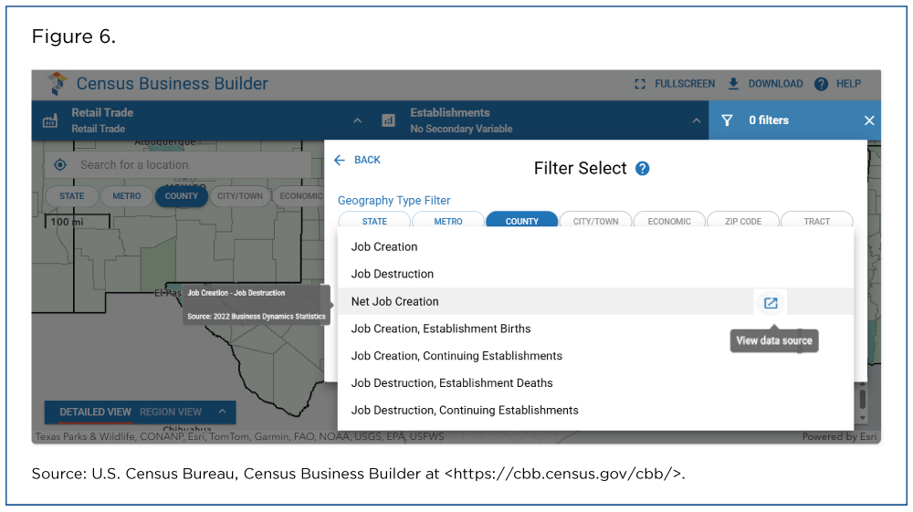 Figure 6. Census Business Builder - Filter Select
