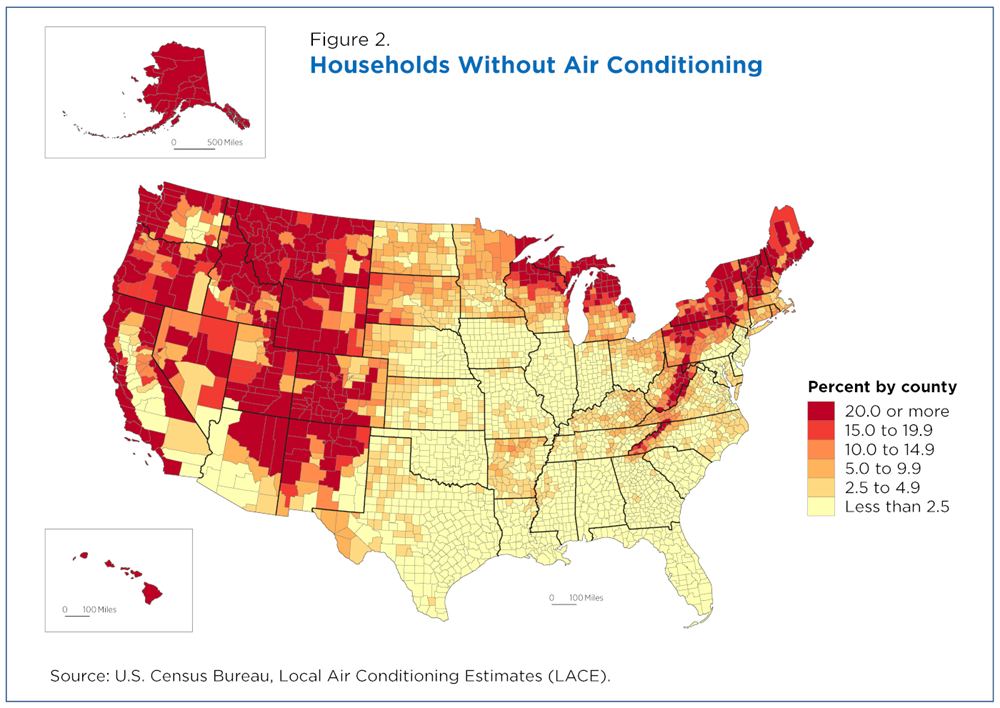 Figure 2. Households Without Air Conditioning - Counties