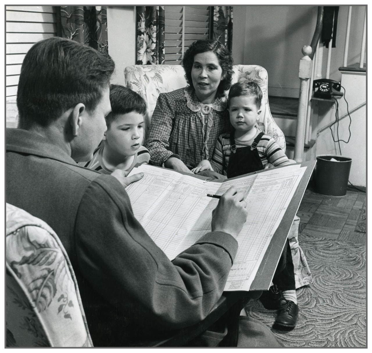 Photograph of a Census Enumerator Visiting a Virginia Household, 1950