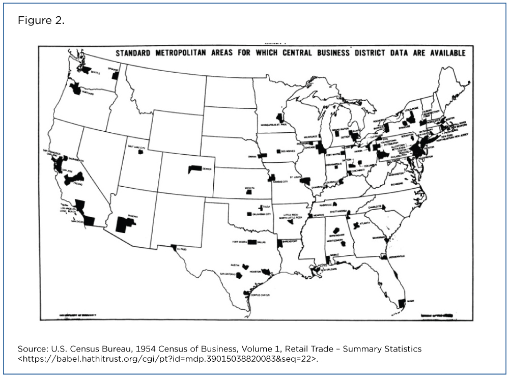 Figure 2. Standard Metropolitan Areas for Which Central Business District Data Are Available