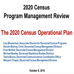 2020 Census Quarterly Program Management Review - 2015 October 6
