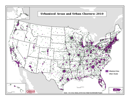 Urbanized Areas and Urban Clusters: 2010