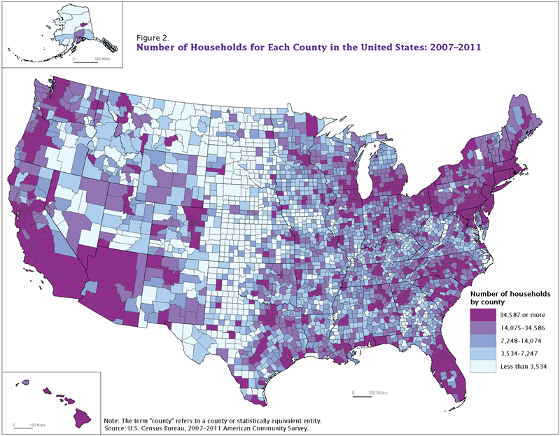Number of Households for Each County in the United States: 2007–2011