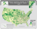 Median Household Income of the Total Population by County: 2013