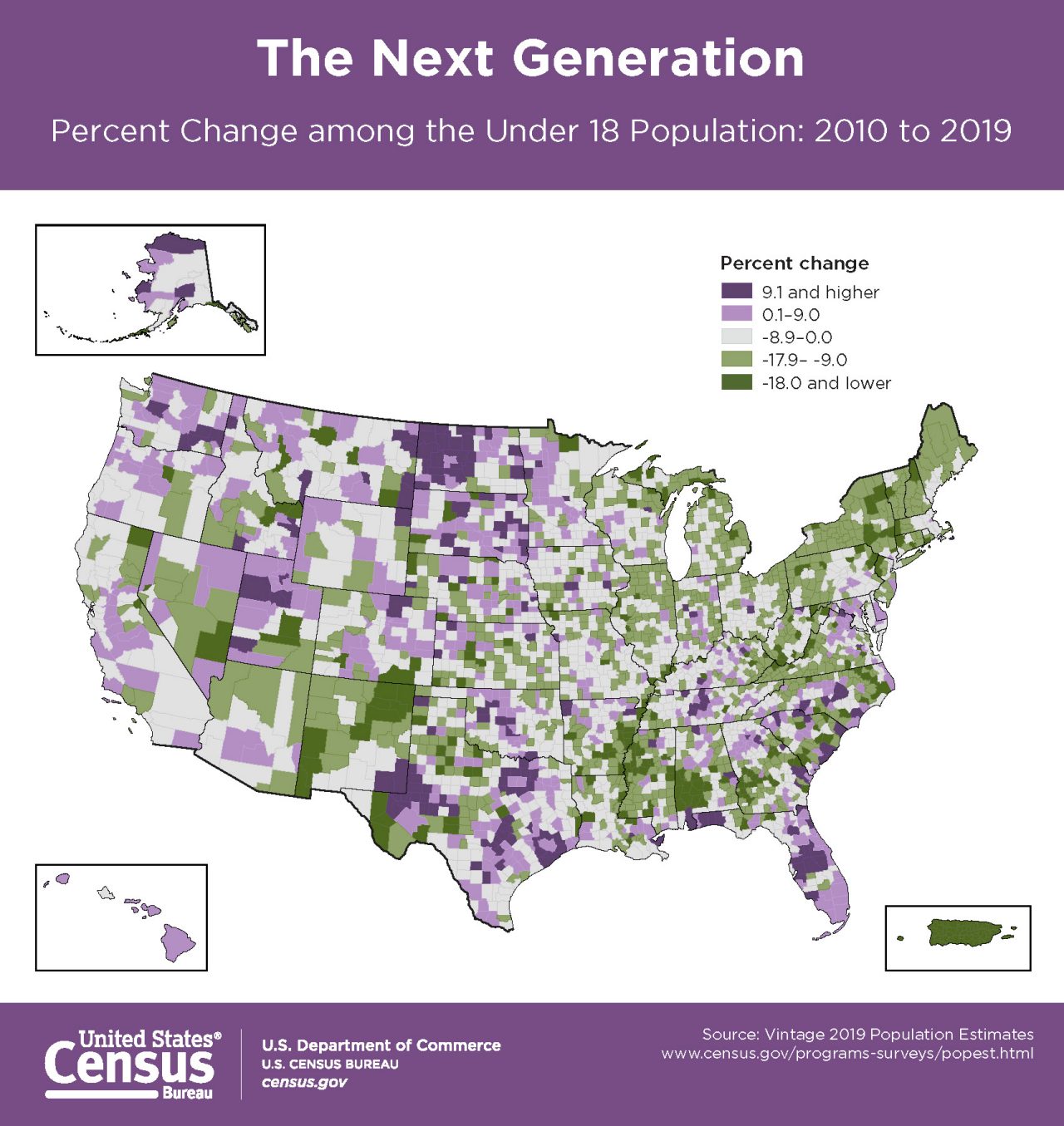 The Next Generation Percent Change among the Under 18 Population