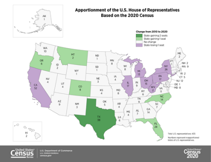 2020 Census Map: Apportionment of the U.S. House of Representatives