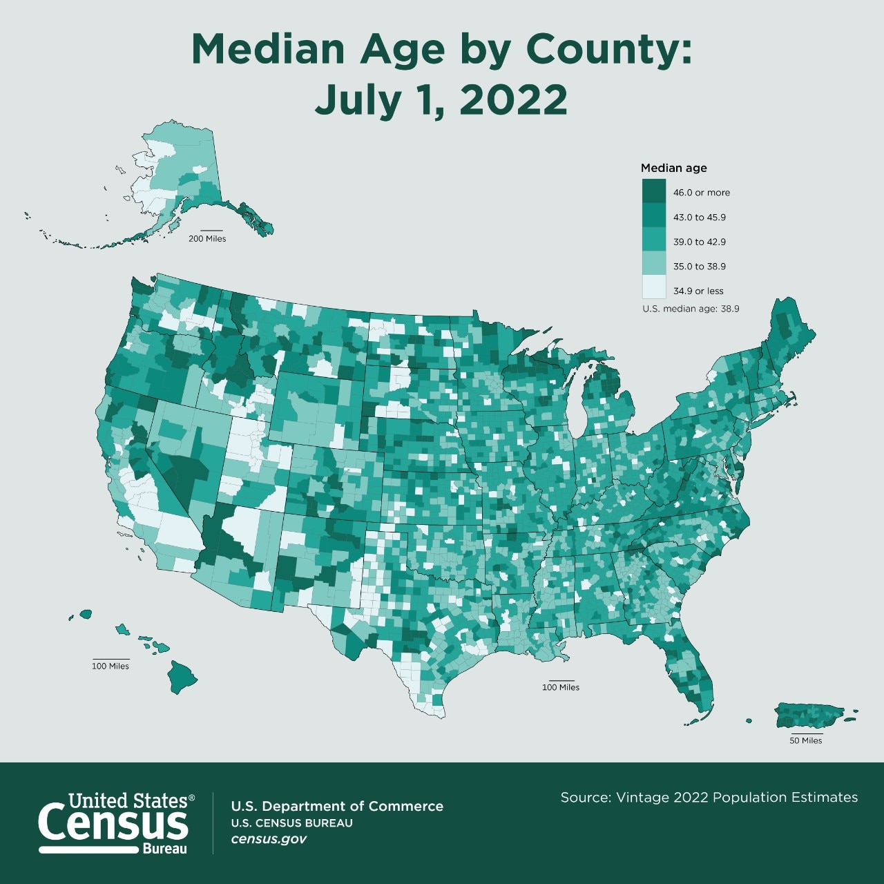 Median Age by County: July 1, 2022
