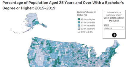 Percentage of Population Aged 25 Years and Over With a Bachelor’s Degree or Higher: 2015-2019