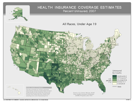 Health Insurance Coverage Estimates: Percent Uninsured, 2007