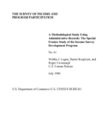 A Methodological Study Using Administrative Records: The Special Frames Study of the Income Survey Development Program
