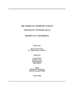 The American Community Survey - The Quality of Rural Data, Report of a Conference