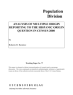 Analysis of Multiple Origin Reporting to the Hispanic Origin Question in Census 2000