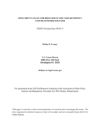 Using SIPP to Gauge the Behavior of TANF Recipients: TANF Reauthorization 2010