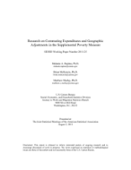 Research on Commuting Expenditures and Geographic Adjustments in the Supplemental Poverty Measure