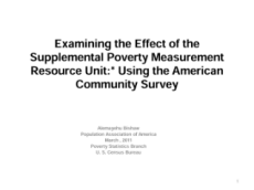 Examining the Effect of the Supplemental Poverty Measurement Resource Unit:* Using the American Community Survey