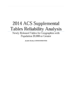 2014 American Community Survey Supplemental Tables Reliability Analysis