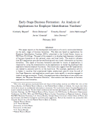 Early-Stage Business Formation: An Analysis ofApplications for Employer Identification Numbers