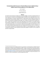 Incorporating Health Insurance in Poverty Measurement: Implementing a Health Inclusive Poverty Measure in the United States