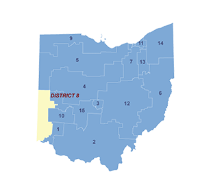 Map of Ohio highlighting the selected congressional district