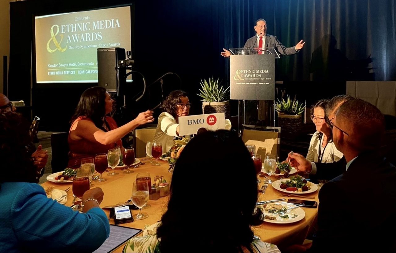 Speaking at the California Ethnic Media Expo & Awards ceremony in Sacramento, California. 