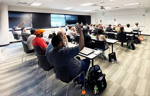 Photo: Attending a lecture at Metropolitan State University in Fort Collins, Colorado.