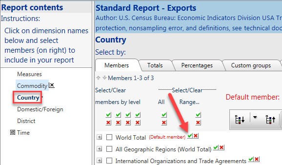 Select countries screen