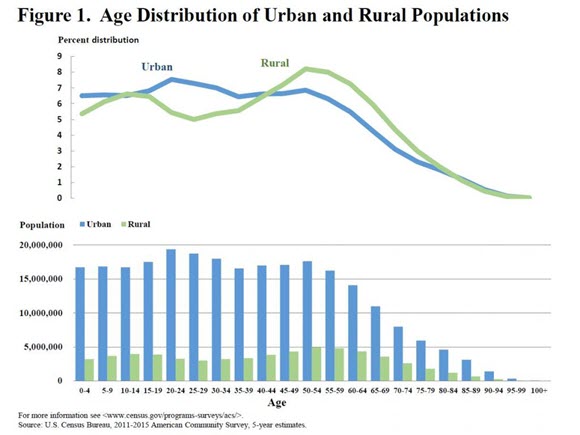 Figure 1. Age Distribution of Urban and Rural Populations