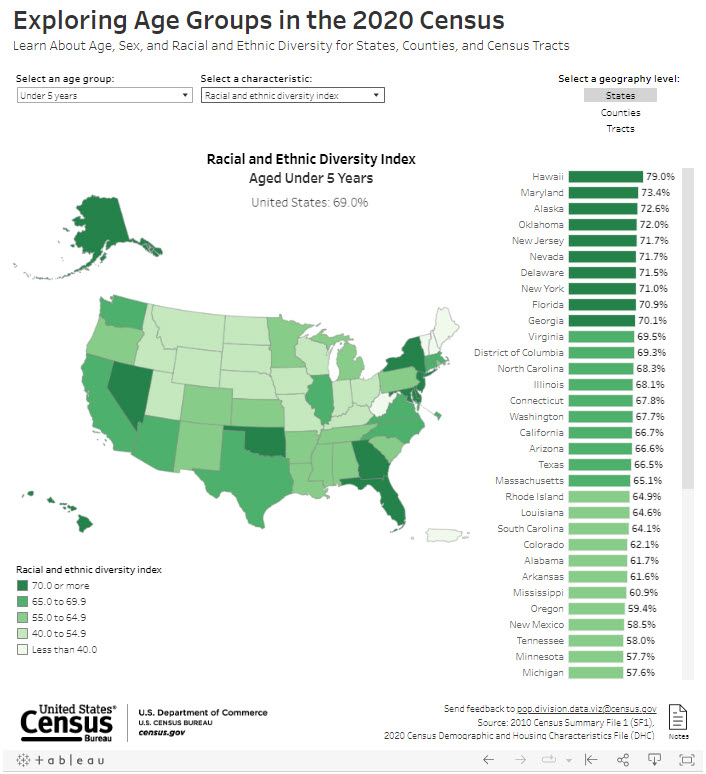 Screenshot: Exploring Age Groups in the 2020 Census