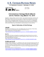 Facts for Features: Irish-American Heritage Month (March) and St. Patrick's Day (March 17)