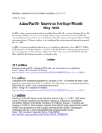 Facts for Features: Asian/Pacific American Heritage Month: May 2016
