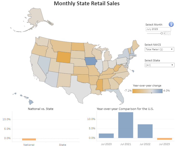 Screenshot: Interactive Visualization: Monthly State Retail Sales