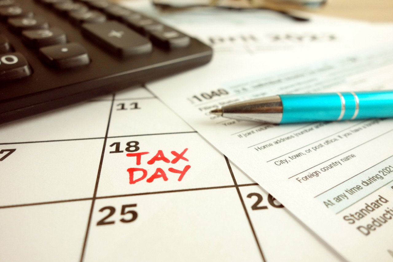 Photo:  Tax Day marked on a calendar