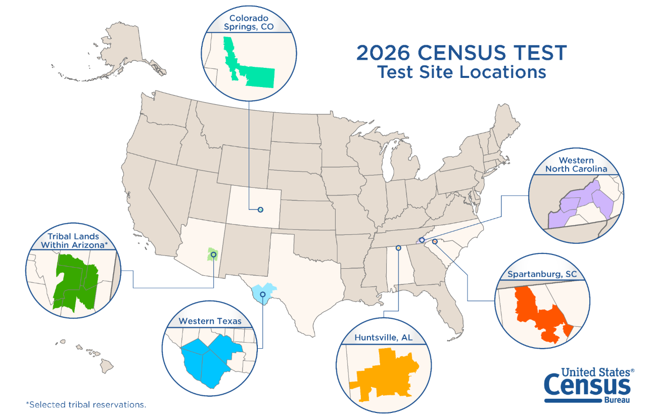 2026 Census Test - Test Site Locations